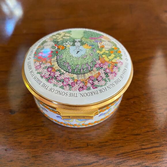 Staffordshire Enamels England God's Garden Floral Trinket Pill Box Vintage - Picture 3 of 14